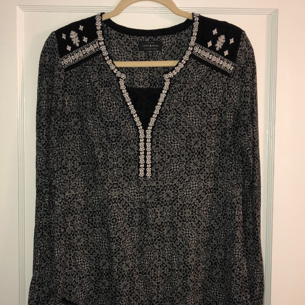 Lucky Brand Long Sleeve Peasant Top